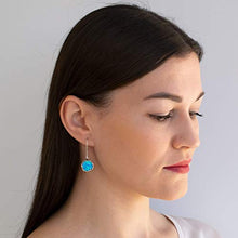 Load image into Gallery viewer, 925 Sterling Silver Blue Opal Dangle Earrings For Women; Vintage Style Blue Opal October Birthstone Jewelry for Women; Dangling Light Blue Stone Earrings