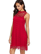 Load image into Gallery viewer, Romwe Women's Lace Sleeveless A Line Elegant Cocktail Evening Party Dress Red XS