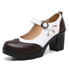 Load image into Gallery viewer, STMYH Women's Wedges Dress Platform High Heels Dermis Wingtip Cutout Lace Retro Fashion Pump Shoes (Numeric, Brown and White, Numeric_8)