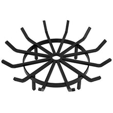 Load image into Gallery viewer, Amagabeli 24in Fire Grate Log Grate Wrought Iron Fire Pit Round Spider Wagon Wheel Firewood Grates Heavy Duty 0.7in Bar Fireplace Stove Burning Rack Holder 4Legs Black Chimney Hearth Kindling Stacking