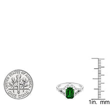Load image into Gallery viewer, Dazzlingrock Collection Sterling Silver 7X5 MM Emerald Cut Lab Created Emerald & Diamond Ladies Engagement Ring, Size 8