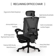 Load image into Gallery viewer, Hbada Reclining Office Desk Chair | Adjustable High Back Ergonomic Computer Mesh Recliner | Home Office Chairs with Footrest and Lumbar Support, Black