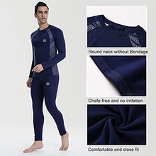 Load image into Gallery viewer, MEETWEE Thermal Shirts for Men, Long Sleeve Fleece Lined Base Layer Cold Weather Winter Warm Compression Tops Skiing Running (Black+Blue, Small)