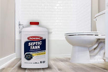 Load image into Gallery viewer, Roebic K-37-Q Septic Tank Treatment Removes Clogs, Environmentally Friendly Bacteria Enzymes Safe for Toilets, Works for 1 Year, 32 Fl Oz