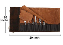 Load image into Gallery viewer, Rustic Town Leather Knife Roll Storage Bag | Elastic and Expandable 11 Pockets with Tool Pouch | Adjustable/Detachable Shoulder Strap | Travel-Friendly Chef Knife Case Roll (Walnut Brown)