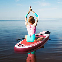 Load image into Gallery viewer, YWH Pink SUP Inflatable Paddle Board - 10.6' Lightweight Stand Up Paddleboard for Youth Adult Beginner Kids Paddleboards with Accessories Backpack, Non-Slip Deck & Hippocampus Pattern,Red