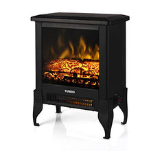Load image into Gallery viewer, TURBRO Suburbs TS17 Compact Electric Fireplace Stove, Freestanding Stove Heater with Realistic Flame - CSA Certified - Overheating Safety Protection - for Small Spaces - 18" 1400W