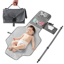 Load image into Gallery viewer, Portable Changing Pad, Waterproof Detachable Travel Changing pad for Newborn Girl Boy, Baby Changing Mat with Wipes Pocket & Shoulder Strap Foldable Diaper Changing pad, Baby Shower Gifts