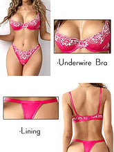 Load image into Gallery viewer, Kaei&Shi Sexy Bra And Panty Sets,Embroidered Lace Floral Lingerie For Women,Matching Two Piece Mesh Sheer Underwire Lingerie Set Boudoir Rose Medium