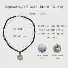 Load image into Gallery viewer, Healing Crystal Labradorite Beads Necklace, Genuine Tiger Eye Obsidian Lava Rock Labradorite Stone Pendant for Men Women, Protection Spiritual Amulet Necklace for Balance Meditation