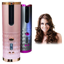 Load image into Gallery viewer, Automatic Curling Iron, Cordless Rechargeable Hair Curler with LCD Digital Display and 6 Temperature Settings, Fast Heating Curling Iron for Styling Hair Anytime ( Pink )