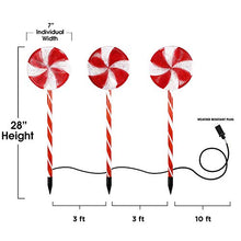 Load image into Gallery viewer, Alpine Corporation COR114T-3 Candy Cane Pathway LED, Decorative Winter Christmas Lights for Front Yard, Red and White, Set of 3 Holiday décor