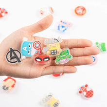 Load image into Gallery viewer, CY2SIDE 20PCS Superhero Glowing Shoe Charm for Kids, Glow in the Dark Cartoon Decoration Charm for Shoes, Hero Clog Decor for Boys Slip on, Bracelet Wristband Charms for Toddlers, Treasure Toys Mini