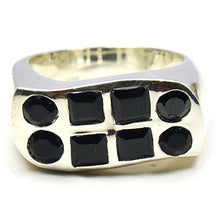 Load image into Gallery viewer, Gemsonclick Natural Sterling Silver Handmade Men Band Jewelry 2 Cut Stone Black Onyx Ring Sizes 4 to 13