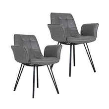 Load image into Gallery viewer, Porthos Home Valo Dining Chairs Set of 2 with Tufted PU Leather Upholstery, Ergonomic Armrests and Elegant Metal Legs
