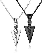 Load image into Gallery viewer, Jstyle Stainless Steel Pendant Necklace for Mens Boys Cool Spearpoint Arrowhead Pendant Chain Necklace Set Black & Silver Tone