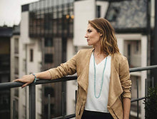 Load image into Gallery viewer, PEARLADA Boho Turquoise Necklace Long Beaded Necklace Strand Handmade Knotted Jewelry for Women Fashion Beads Endless Necklace