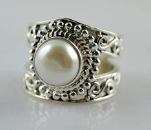 Load image into Gallery viewer, Freshwater Pearl Silver Ring, Pearl Ring, 925 Solid Sterling Silver Ring, Pearl Jewelry, Pearl Ring for Women, Handmade Ring Size 3-14 US