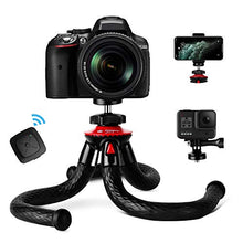 Load image into Gallery viewer, Tripod for iPhone, Fotopro Flexible Camera Tripod with Bluetooth for iPhone 11 XS,Samsung, Waterproof and Anti-Crack Phone Tripod Stand for GoPro, Portable Travel Tripod for Live Streaming Vlog Video