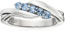Load image into Gallery viewer, Sterling Silver Genuine Swiss Blue Topaz Five Stone Bypass Ring, Size 7