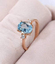 Load image into Gallery viewer, Duan Fashion Jewelry 14k Gold Filled Natural Aquamarine Crystal Ring, Blue Topaz Natural Gemstone Engagement Wedding Ring Lady Size 6-10 (Size 7)