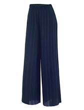 Load image into Gallery viewer, MBJ WB1794 Womens Pleated Wide Leg Pants with Elastic Waist Band-Made in USA L Navy