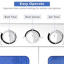 Load image into Gallery viewer, Giantex Portable Mini Compact Twin Tub Washing Machine 17.6lbs Washer Spain Spinner Portable Washing Machine, Blue+ White