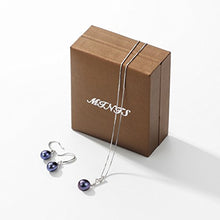 Load image into Gallery viewer, Mints Black Freshwater Pearl Jewelry Set Sterling Silver Necklace and Earrings Set Fine Jewelry for Women