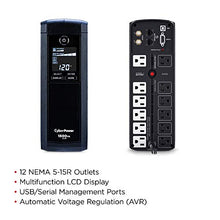 Load image into Gallery viewer, CyberPower CP1500AVRLCD Intelligent LCD UPS System, 1500VA/900W, 12 Outlets, AVR, Mini-Tower