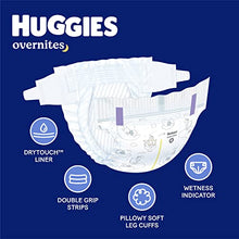 Load image into Gallery viewer, Overnight Diapers Size 3 (16-28 lbs), 58 Ct, Huggies Overnites Nighttime Baby Diapers