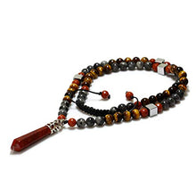 Load image into Gallery viewer, Crystal Healing Natural Stone Long Beaded Necklace for Men Red Jasper Tiger Eye Labradorite Hematite