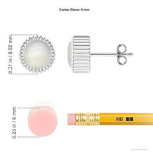 Load image into Gallery viewer, June Birthstone - Bezel-Set Solitaire Round Moonstone Beaded Halo Studs in 14K White Gold (6mm Moonstone)