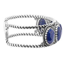 Load image into Gallery viewer, American West Sterling Silver Blue Lapis Gemstone 5-Stone Cuff Bracelet Size Medium