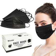 Load image into Gallery viewer, Wecolor 50 Pcs Disposable 3 Ply Earloop Face Masks, Suitable for Home, School, Office and Outdoors (Black)