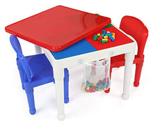 Load image into Gallery viewer, Humble Crew, White/Blue/Red Kids 2-in-1 Plastic Building Blocks-Compatible Activity Table, 20X20X17 H