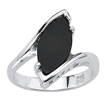 Load image into Gallery viewer, Sterling Silver Marquise Shaped Natural Black Onyx Ring Size 9