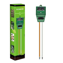 Load image into Gallery viewer, SONKIR Soil pH Meter, MS02 3-in-1 Soil Moisture/Light/pH Tester Gardening Tool Kits for Plant Care, Great for Garden, Lawn, Farm, Indoor & Outdoor Use (Green)