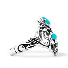 Load image into Gallery viewer, Carolyn Pollack Sterling Silver Blue Turquoise Gemstone Leaf Ring Size 10