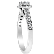 Load image into Gallery viewer, 1ct Cushion Halo Diamond Engagement Ring 14K White Gold - Size 4.5