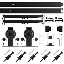 Load image into Gallery viewer, SMARTSTANDARD 42in x 84in Glass Sliding Barn Door with 7ft Top Mount Barn Door Hardware Kit & Soft Close Mechanism, Interior Clear Tempered Glass Carbon Steel Frame, Easy to Assemble