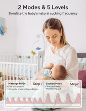 Load image into Gallery viewer, Momcozy Breastmilk Storing Bags with Temp-Sensing 120pcs & Double Wearable Breast Pump, 24mm Grey