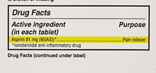 Load image into Gallery viewer, Cabinet Low Dose Aspirin 81mg for Adults and Kids 12 and Up, Slow Release Strength for Daily Regimen, Comparable to Bayer Active Ingredients, 365 Coated Tablets