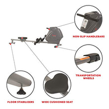 Load image into Gallery viewer, Sunny Health & Fitness Compact Folding Magnetic Rowing Machine with LCD Monitor, Bottle Holder, 43 Inch Slide Rail, 285 LB Max Weight - Synergy Power Motion - SF-RW5801, Silver