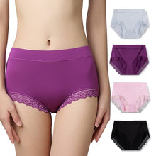 Load image into Gallery viewer, Ladies Underwear Women Seamless Panties Plus Size sexy Modal High Waisted Solid Color lace For Granny Briefs 4 Pack(4XL)
