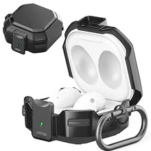 Load image into Gallery viewer, (with Security Lock) Armor Case Cover for Samsung Galaxy Buds Pro Case/ Galaxy Buds Live Case / Galaxy Buds 2 Case Cover Hard PC Shockproof Case Cover with Keychain/Straps/Cleaning Brush. (Black)
