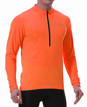 Load image into Gallery viewer, Spotti Men's Cycling Bike Jersey Long Sleeve with 3 Rear Pockets - Moisture Wicking, Breathable, Quick Dry Biking Shirt (Orange, Chest 42-44" - XL)