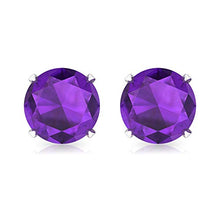 Load image into Gallery viewer, Round 0.80 CT Solitaire SGL Certified Amethyst-B Stud Earring, Violet February Birthstone Anniversary Earring, Classic Gemstone Statement Earring Gift, 92.5 sterling-silver, Pair