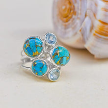 Load image into Gallery viewer, YoTreasure Blue Turquoise & Topaz 925 Sterling Silver Statement Ring Gemstone Jewelry