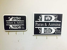 Load image into Gallery viewer, Personalized Monogram Key Holder with Couple's name and Established Year. Wedding Gift - Anniversary Gift - Couple's Gift. Laser Engraved Gift.