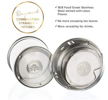 Load image into Gallery viewer, The Lotus Glass Tea Tumbler with Strainer & Infuser Basket for Loose Leaf Tea. Leak-Proof Lid. BPA Free. Double-Walled Glass Travel Tea Cup. 15 ounces